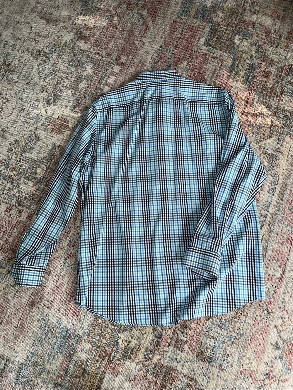 Banana Republic Camden Fit Blue and Black Plaid Button-Down Shirt XL